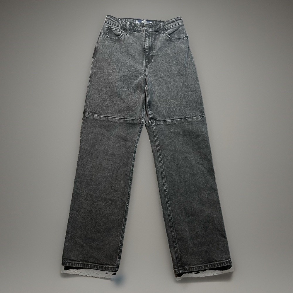 Hollister Ultra High Rise Dad Jeans 5R W27 L31 Black Colorblock Paneled Seam